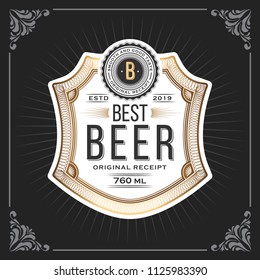 Classic vintage frame for labels, banner and other design. Suitable for beer and premium product.