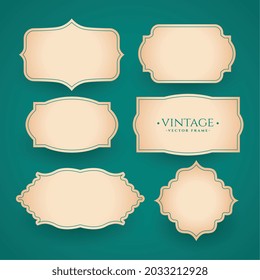 classic vintage frame labels set of six