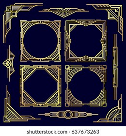 Classic vintage geometric frames and border