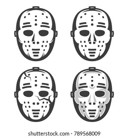 Classic vintage hockey goalkeeper mask from the 60's. Set of four options - including with crack and shadows.