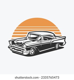 Classic Vintage Hot Rod Car Vector Art Illustration Isolated for TShirt Design