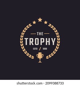Classic Vintage Label Badge Emblem Trophy Cup Beer for Retro Sport Bar Cafe Tavern Logo Design Inspiration