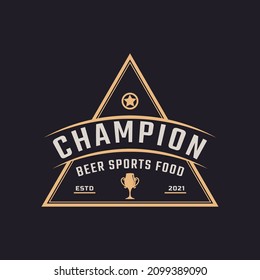 Classic Vintage Label Badge Emblem Trophy Cup Beer for Retro Sport Bar Cafe Tavern Logo Design Inspiration