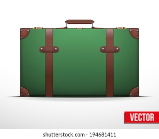 Classic vintage luggage suitcase for travel. Vector Illustration. Editable and isolated.