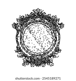 classic vintage mirror hand drawn. collectible decorative, rustic shabby, chic distressed classic vintage mirror vector sketch. isolated black illustration