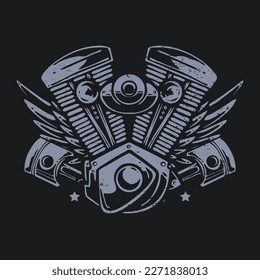 classic vintage motorcycle engine logo