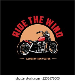 Classic, vintage motorcycle illustration logo vector in black background