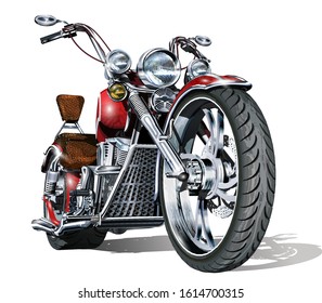 Classic vintage motorcycle isolated on white background.  