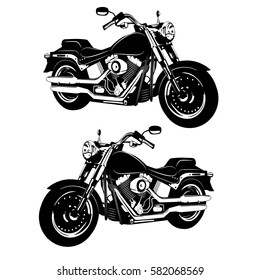 Classic vintage motorcycle isolated on white background. Monochrome style. Vector illustration.