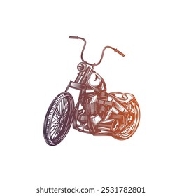 Classic vintage motorcycle. Original vector illustration in vintage style. Hand drawn, not AI