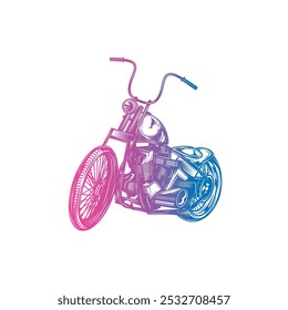 Moto vintage clássico. Ilustração vetorial original em estilo vintage. Desenhado à mão, não com IA