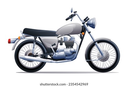 Classic vintage motorcycle vector illustration isolated on white background