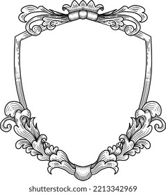 Classic Vintage Ornament Frame Crown Floral Engraving Style