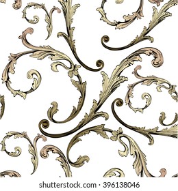 Classic vintage pattern with swirls on white background