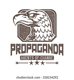 classic vintage propaganda eagle badge - agents of change 