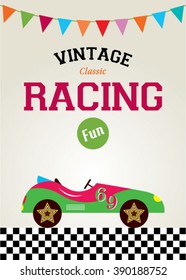 classic vintage race car poster vector illustration