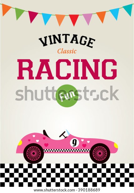 classic\
vintage race car poster vector\
illustration