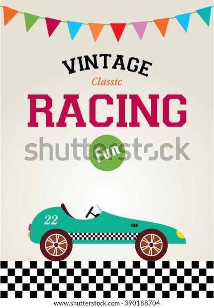 classic\
vintage race car poster vector\
illustration
