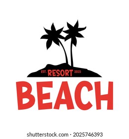 Classic Vintage Retro Beach Resort logo design for Restaurant or Cafe. Classic Logo Design for Beach Cafe and Beach Restaurant. Classic Beach Tourism Logo Concept.