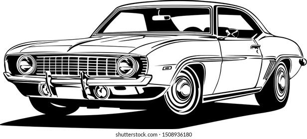 Vintage Pickup Truck Vector Illustration Line Stock Vector (Royalty ...