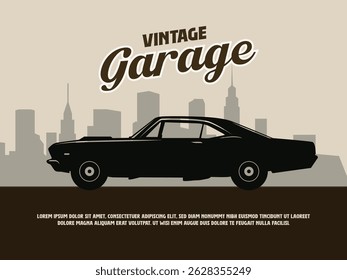 classic, vintage, retro car silhouette poster