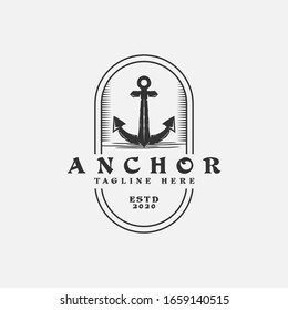 Classic Vintage Retro Country Emblem Anchor for Sailor logo template