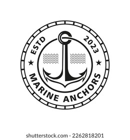 Classic Vintage Retro Country Emblem Anchor strap for Sailor Typography logo Logo design inspiration, emblem, symbol, badge, label, cap