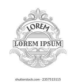 Classic Vintage Retro Decorative Ornament Border Frame Royal Badge Emblem Stamp Label Design Vector