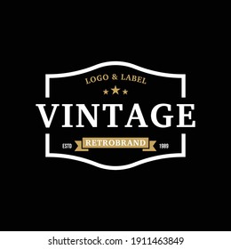 Classic Vintage Retro Label Badge Logo Design For Cloth Apparel