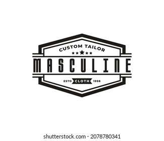 Classic Vintage Retro Label Badge for Clothing Apparel Gentleman and Masculine Logo Emblem Design Template Element