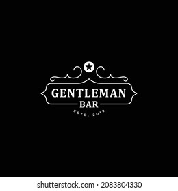 Classic Vintage Retro Label Badge logo design for gentleman cafe, bar, and restaurant