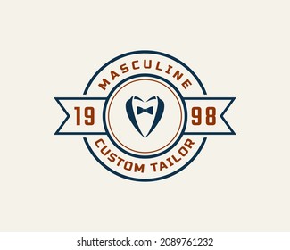 Classic Vintage Retro Label Badge for Clothing Apparel Gentleman and Masculine Logo Emblem Design Template Element