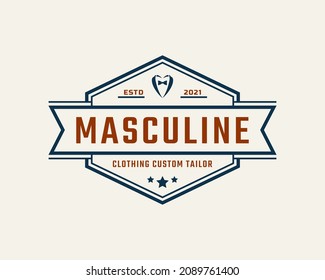 Classic Vintage Retro Label Badge for Clothing Apparel Gentleman and Masculine Logo Emblem Design Template Element