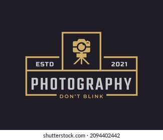 Classic Vintage Retro Label Badge for Photography Logo with Camera Symbol Design Inspiration