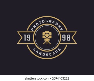 Classic Vintage Retro Label Badge for Photography Logo with Camera Symbol Design Inspiration