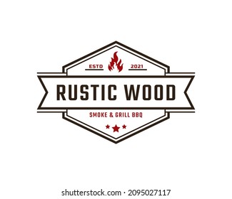 Classic Vintage Retro Label Badge for Rustic BBQ Grill, Barbecue, Barbeque Label Stamp Logo Design Inspiration