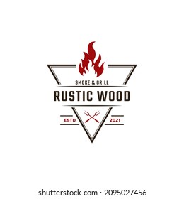 Classic Vintage Retro Label Badge for Rustic BBQ Grill, Barbecue, Barbeque Label Stamp Logo Design Inspiration