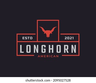 Classic Vintage Retro Label Badge for Texas Longhorn Western Bull Head Family Countryside Farm Logo Design Inspiration