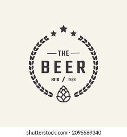 Classic Vintage Retro Label Badge for Hops Craft Beer Ale Brewery Logo Design Inspiration