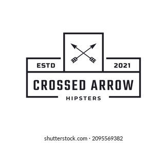 Classic Vintage Retro Label Badge for Crossed Arrows Rustic Hipster Stamp Logo Design Inspiration