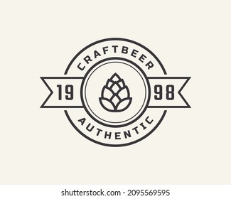 Classic Vintage Retro Label Badge for Hops Craft Beer Ale Brewery Logo Design Inspiration