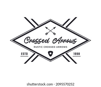 Classic Vintage Retro Label Badge for Crossed Arrows Rustic Hipster Stamp Logo Design Inspiration