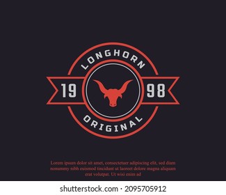 Classic Vintage Retro Label Badge for Texas Longhorn Western Bull Head Family Countryside Farm Logo Design Inspiration