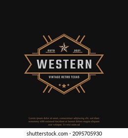 Classic Vintage Retro Label Badge for Western Country Texas Logo Design Inspiration