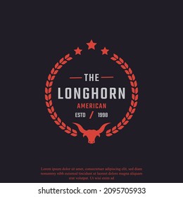 Classic Vintage Retro Label Badge for Texas Longhorn Western Bull Head Family Countryside Farm Logo Design Inspiration