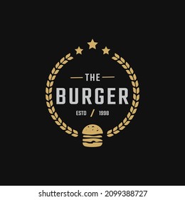 Classic Vintage Retro Label Badge Emblem Ham Beef Patty Burger for Fast Food Restaurant Logo Design Inspiration