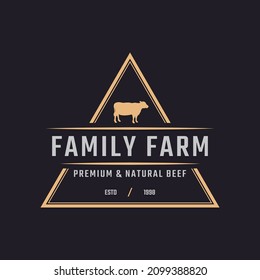 Classic Vintage Retro Label Badge Emblem Cattle, Angus, Beef Family Farm Logo Design Inspiration