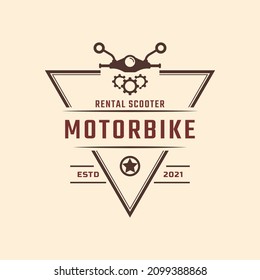 Classic Vintage Retro Label Badge Emblem Motorbike and Scooter Rental Logo Design Inspiration