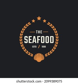 Classic Vintage Retro Label Badge for Seafood Seashell Pearl Oyster Scallop Shell Oyster Cockle Clam Mussel Logo Restaurant Design Inspiration