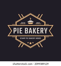 Classic Vintage Retro Label Badge Emblem for Stamp Pie Bakery House Logo Design Inspiration